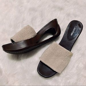 Rare Vintage 90s Calvin Klein Avant Garde Cut Out Platform Slide Sandals Perfect